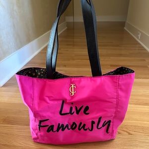 Juicy Couture Live Famously Pink Black Tote Bag